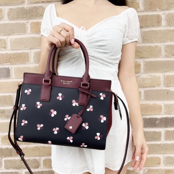 Kate Spade Cameron Street Medium Satchel Black Multi Floral - Picture 2 of 6